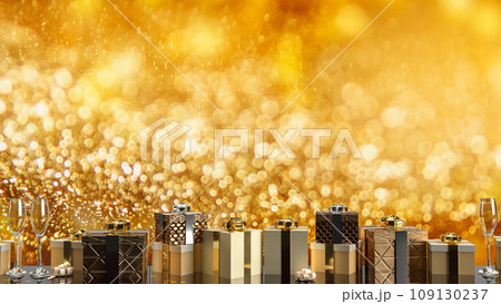 The Gift box and  champaign for celebrate concept 3d rendering. The Gift box and  champaign for celebrate concept 3d rendering. 109130237