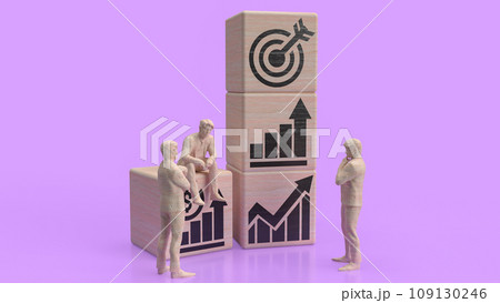 The man figure and wood cube for Business concept 3d rendering. 109130246