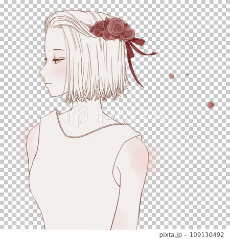 Braided woman wearing a rose crown Braided woman wearing a rose crown 109130492