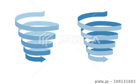 螺旋スパイラルに下降するリボン帯状の矢印のセット 螺旋スパイラルに下降するリボン帯状の矢印のセット 109131883