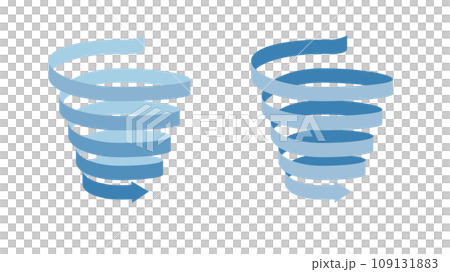 螺旋スパイラルに下降するリボン帯状の矢印のセット 螺旋スパイラルに下降するリボン帯状の矢印のセット 109131883