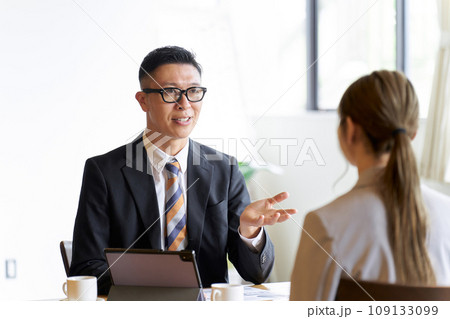説明をする営業職のビジネスマン 説明をする営業職のビジネスマン 109133099