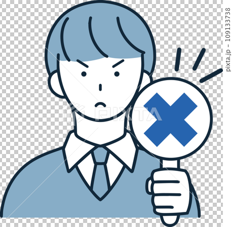 Simple illustration of a male student with a cross Simple illustration of a male student with a cross 109133738