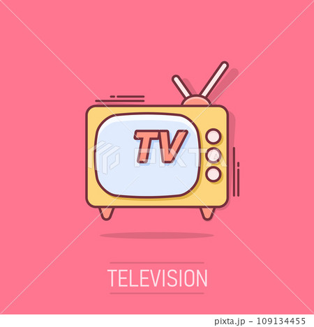 Vector cartoon Tv icon in comic style....のイラスト素材 [109134455] - PIXTA