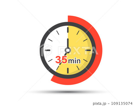 35 minutes on stopwatch icon in flat style. Clock face timer vector illustration on isolated background. Countdown sign business concept. 109135074