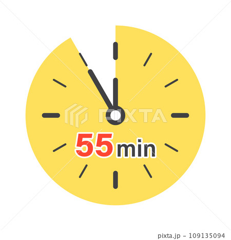 55 minutes on stopwatch icon in flat style. Clock face timer vector illustration on isolated background. Countdown sign business concept. 109135094