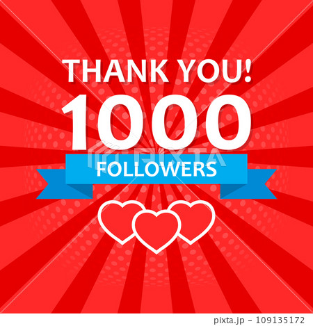 Thank you 1000 followers icon in flat style. Subscription amount vector illustration on isolated background. 1k follower sign business concept. Thank you 1000 followers icon in flat style. Subscription amount vector illustration on isolated background. 1k follower sign business concept. 109135172