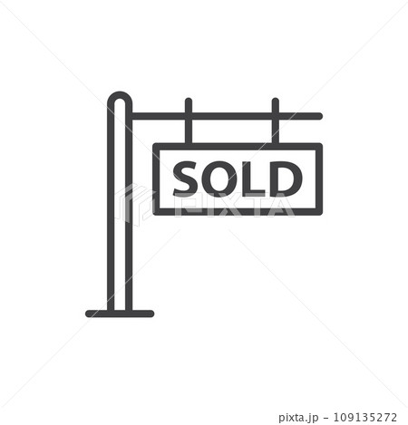 Real estate banner icon in flat style. Sale label vector illustration on isolated background. Sold sign business concept. Real estate banner icon in flat style. Sale label vector illustration on isolated background. Sold sign business concept. 109135272
