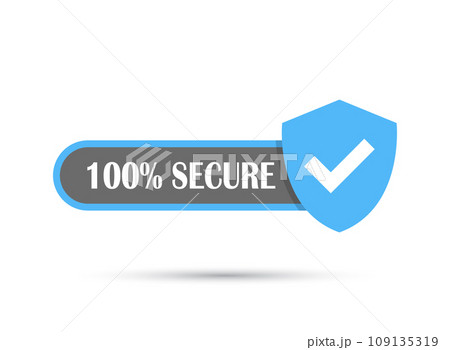100% secure icon in flat style. Privacy guarantee vector illustration on isolated background. Safety risk sign business concept. 100% secure icon in flat style. Privacy guarantee vector illustration on isolated background. Safety risk sign business concept. 109135319