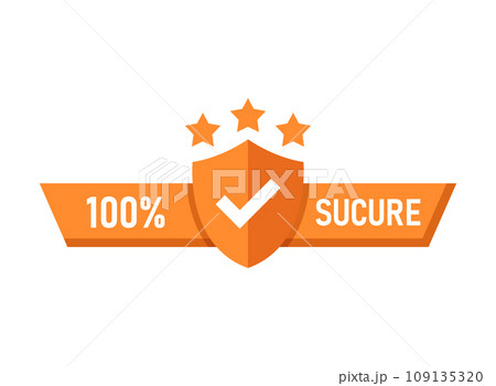 100% secure icon in flat style. Privacy guarantee vector illustration on isolated background. Safety risk sign business concept. 100% secure icon in flat style. Privacy guarantee vector illustration on isolated background. Safety risk sign business concept. 109135320