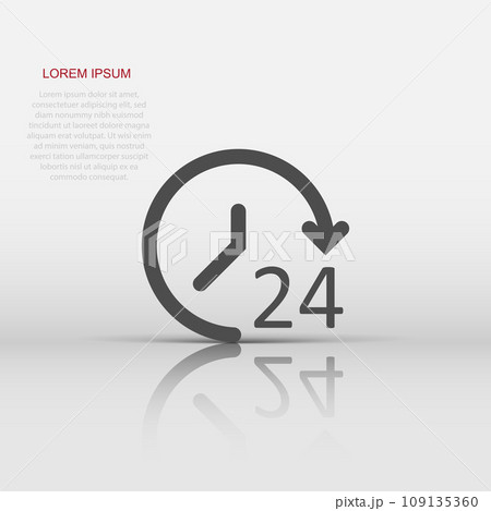 Clock icon in flat style. Watch vector illustration on white isolated background. Timer business concept. Clock icon in flat style. Watch vector illustration on white isolated background. Timer business concept. 109135360