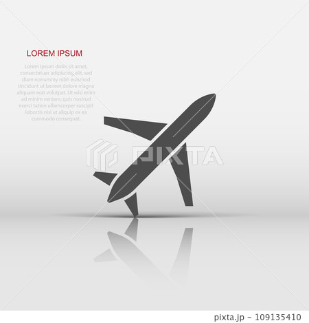 Plane icon in flat style. Airplane vector illustration on white isolated background. Flight airliner business concept. 109135410