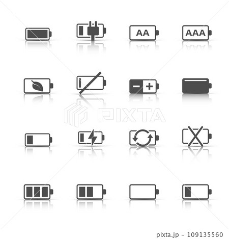 Battery charge icon set in flat style. Power level vector illustration on white isolated background. Lithium accumulator business concept. 109135560