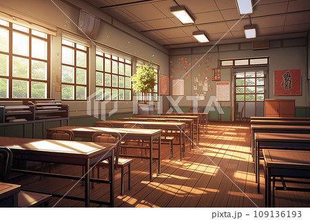 レトロな学校の教室　AIイラスト 109136193