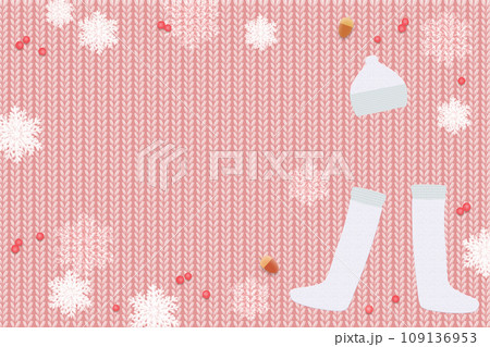 手袋とニット帽とブーツ、ニットの背景イラスト 109136953