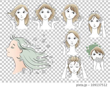 一組頭髮受損的女性 109137512