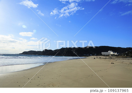 青い空と青い海と鳥居(静岡県下田市白浜・白浜神社) 青い空と青い海と鳥居(静岡県下田市白浜・白浜神社) 109137965