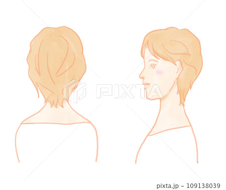 女性正面肩から上、横、後ろのイラスト素材 [109138039] - PIXTA