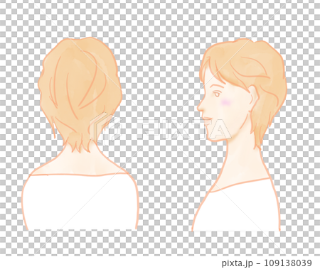 女性正面肩から上、横、後ろのイラスト素材 [109138039] - PIXTA