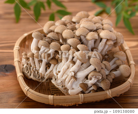 しめじ （ぶなしめじ）木目背景 109138080