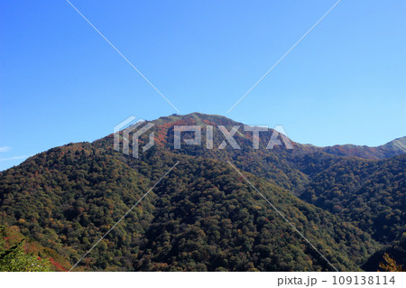 秋の空に映える紅葉の剣山 秋の空に映える紅葉の剣山 109138114