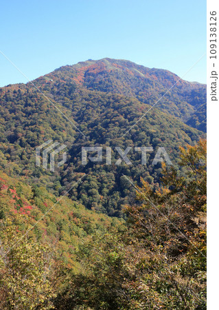秋の空に映える紅葉の剣山 秋の空に映える紅葉の剣山 109138126
