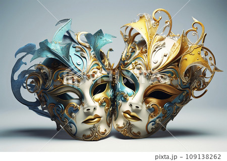 Beautiful carnival masks. Generative AI - Stock Illustration
