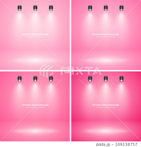 Empty rose studio abstract backgrounds with spotlight effect. Product showcase backdrop. Stage lighting. Vector illustration 109138757