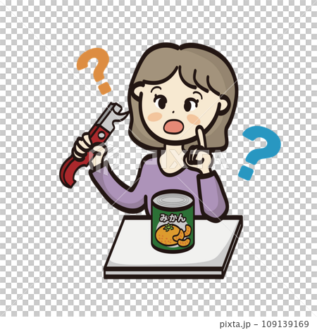 A young woman can't open cans because she doesn't know how to use a can opener. A young woman can't open cans because she doesn't know how to use a can opener. 109139169