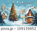 Vector illustration of Merry Christmas background and Happy New Year greeting card . 109139852