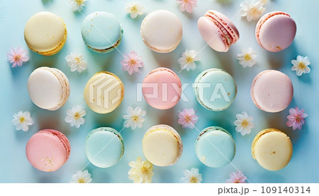 カラフルなマカロンの背景 カラフルなマカロンの背景 109140314