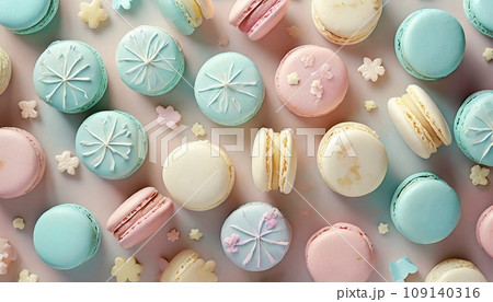 カラフルなマカロンの背景 カラフルなマカロンの背景 109140316