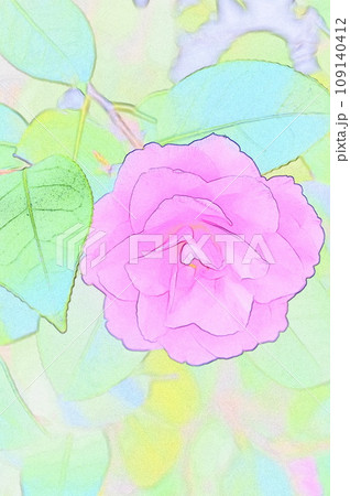 春を待つ季節に咲く椿のイラスト1 109140412