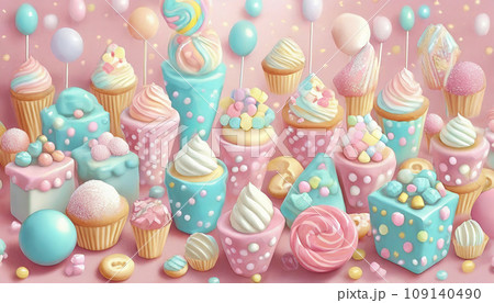 カラフルなカップケーキ カラフルなカップケーキ 109140490