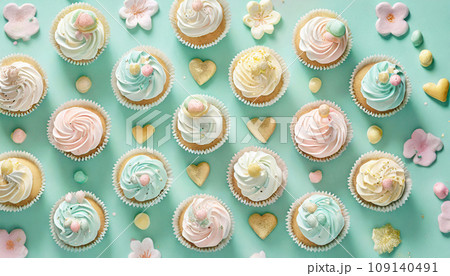 カラフルなカップケーキ 109140491