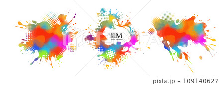 Abstraction set colored blots. hand drawing. Not AI, Vector illustration Abstraction set colored blots. hand drawing. Not AI, Vector illustration 109140627