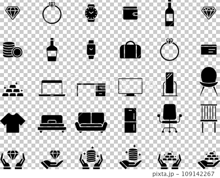宝石やブランド物のシルエットアイコンセット 109142267