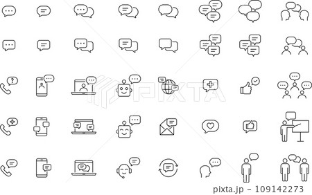 コミュニケーション系の線画アイコンセット コミュニケーション系の線画アイコンセット 109142273