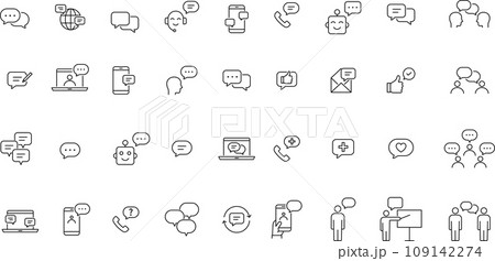 コミュニケーション系の線画アイコンセット コミュニケーション系の線画アイコンセット 109142274