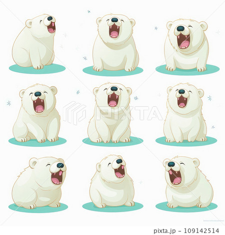 New Year emoticons funny polar bears, emoji. Cartoon style, New Year, Christmas. 109142514
