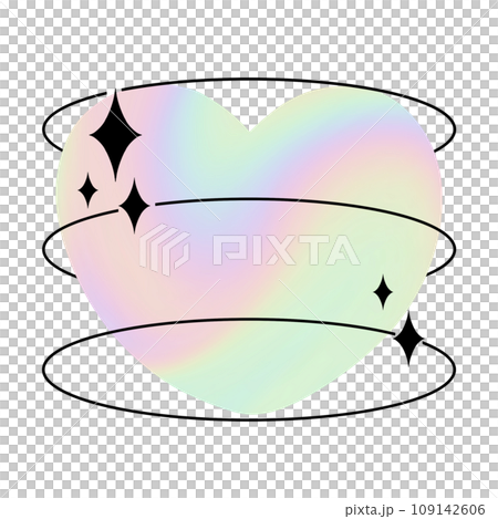 hologram heart with sparkle y2k retro style pastel blurred gragient 90s psychedelic Holographic minimal  109142606