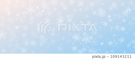 Christmas snowy background. Cold blue winter sky. Vector ice blizzard on gradient texture with flakes. Festive new year theme for season sale wallpaper. Christmas snowy background. Cold blue winter sky. Vector ice blizzard on gradient texture with flakes. Festive new year theme for season sale wallpaper. 109143211