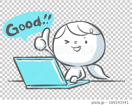 一個白人，有一台藍色筆記型電腦，名字很好 109143341