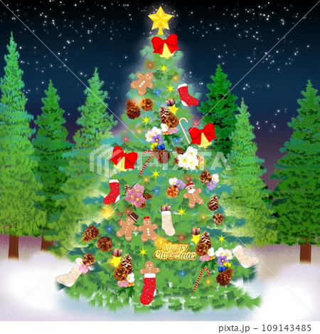 森の中のクリスマスツリーのイラスト素材 [109143485] - PIXTA