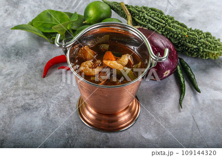 Spicy and Sour Soup with Prawns Spicy and Sour Soup with Prawns 109144320