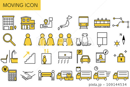 賃貸物件の部屋探し:引越しのアイコンセット 賃貸物件の部屋探し:引越しのアイコンセット 109144534