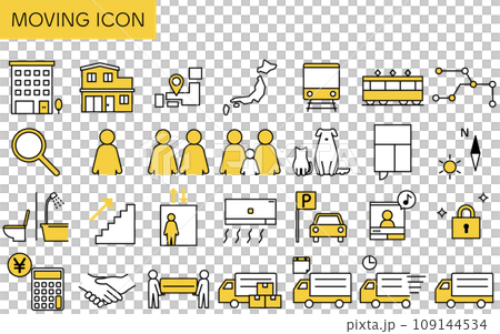 賃貸物件の部屋探し:引越しのアイコンセット 賃貸物件の部屋探し:引越しのアイコンセット 109144534