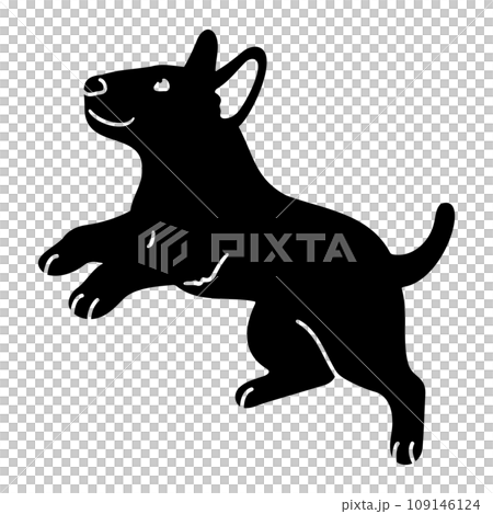 簡單可愛的跳躍鬥牛梗剪影與臉 109146124