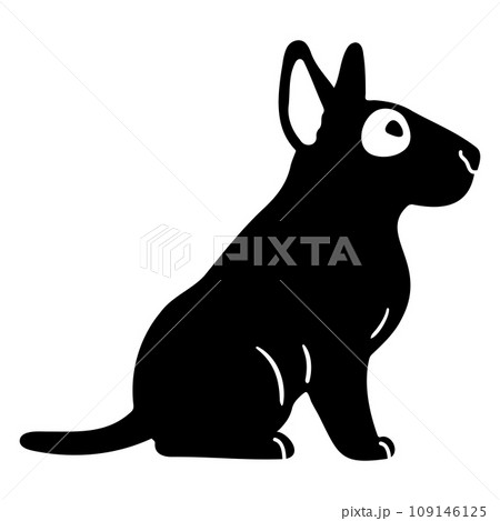 横を向いてお座りするシンプルで可愛いブルテリアのシルエット 顔付き 横を向いてお座りするシンプルで可愛いブルテリアのシルエット 顔付き 109146125