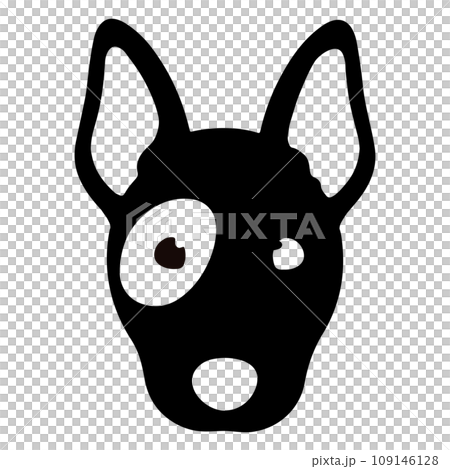 シンプルで可愛いブルテリアの正面顔のシルエット 顔付き シンプルで可愛いブルテリアの正面顔のシルエット 顔付き 109146128